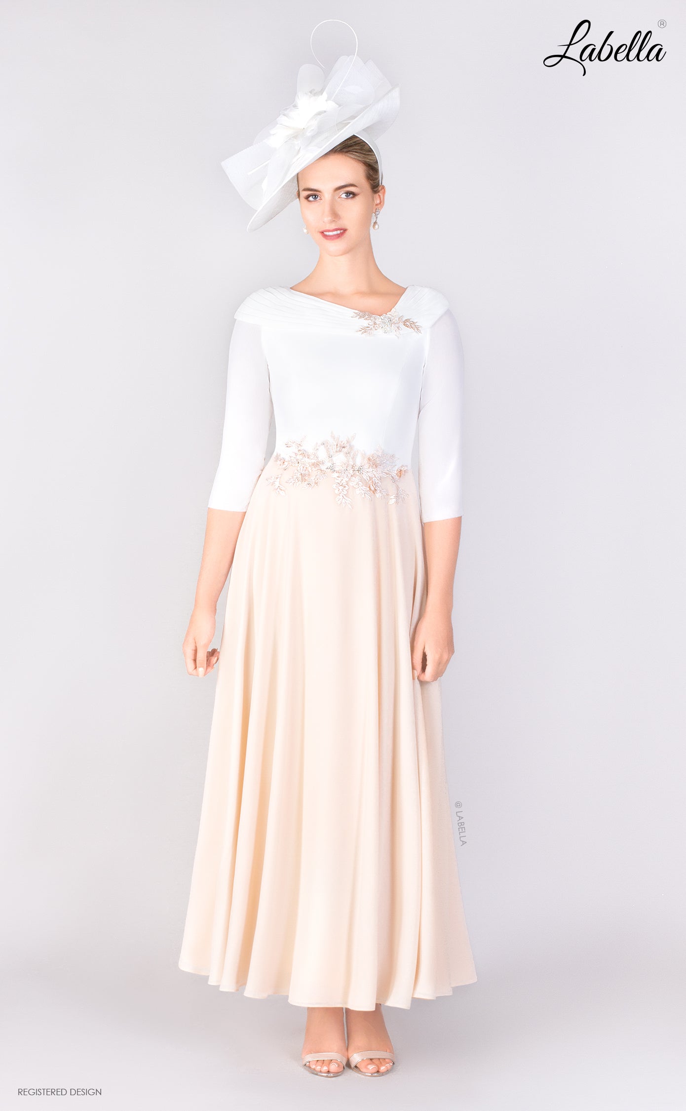 Ivory/Champagne Dress With Beading & Floral Detailing