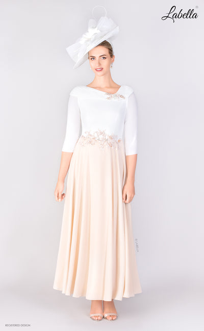 Ivory/Champagne Dress With Beading & Floral Detailing