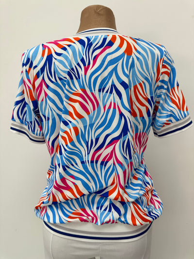 Animal Effect T-Shirt with V-Neck and Elasticated Sleeve