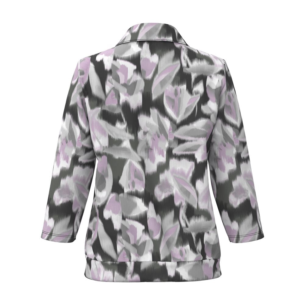 Lilac/Grey Top With Buttons and Grandfather Collar