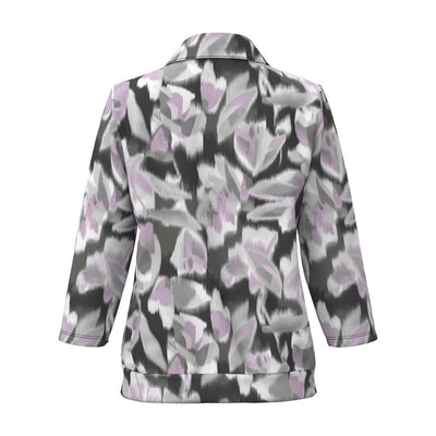 Lilac/Grey Top With Buttons and Grandfather Collar