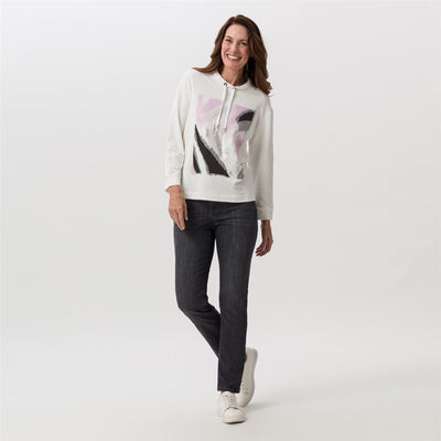 White Jumper With Graphic Design