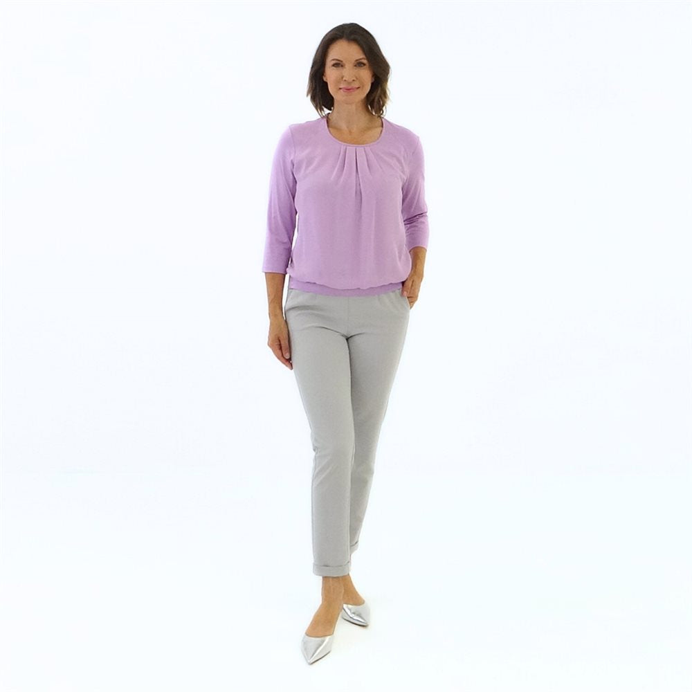Soft Purple Plain Top With Pleats
