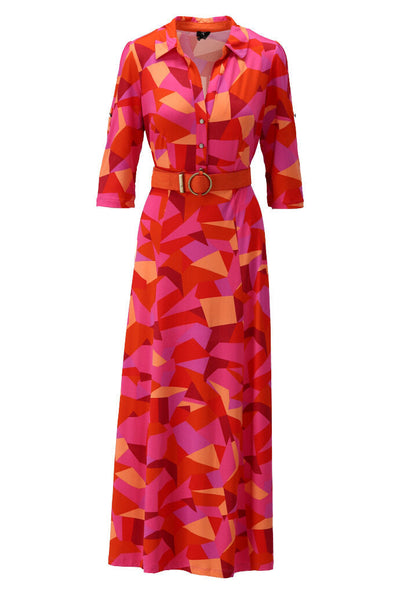 Pink, Purple & Orange Maxi Dress With Belt