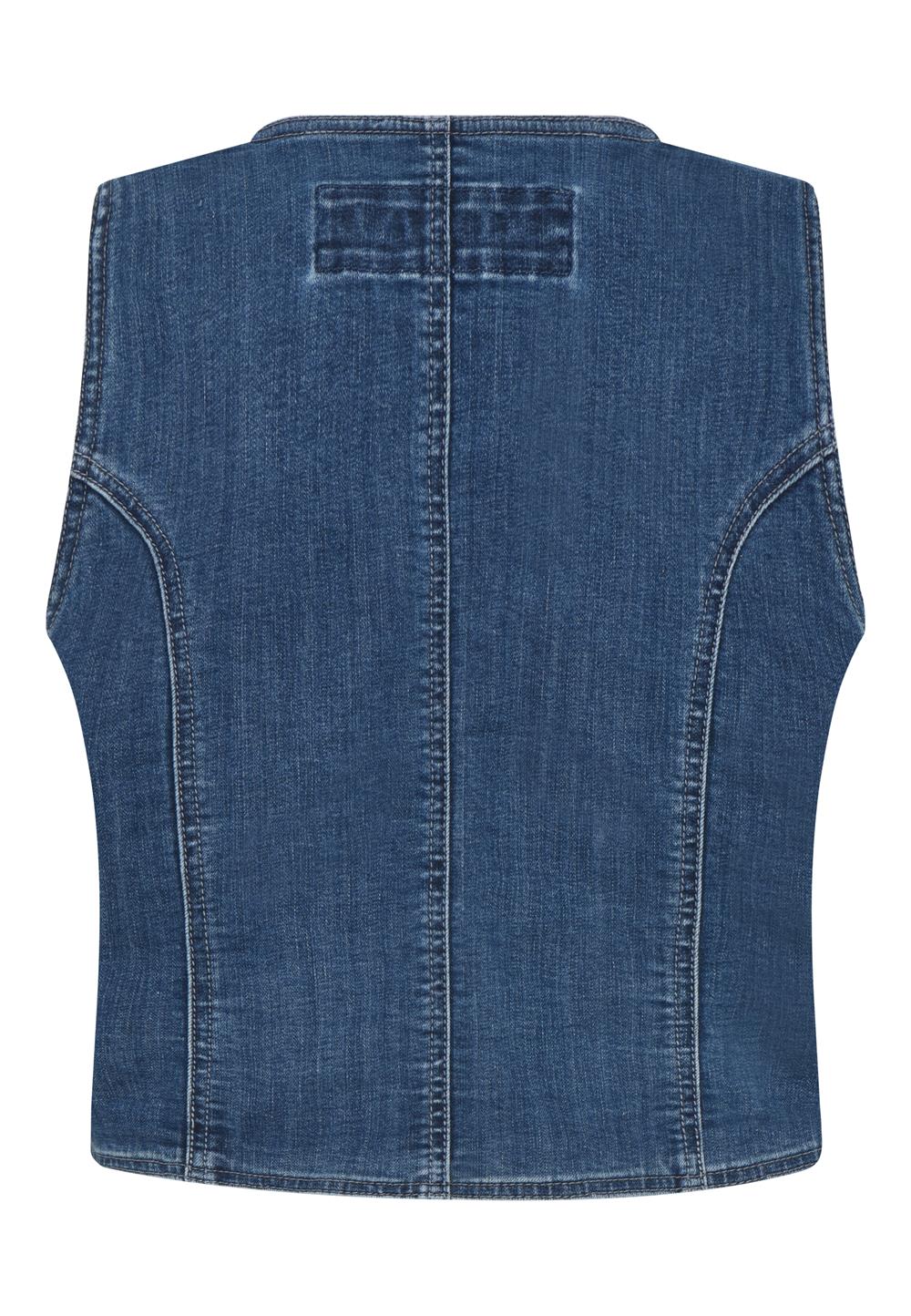 Denim Waistcoat With Triple Button Detail