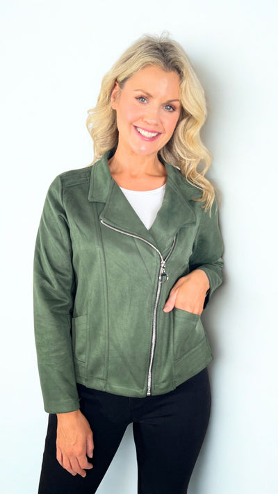 Olive Green Suedette Jacket