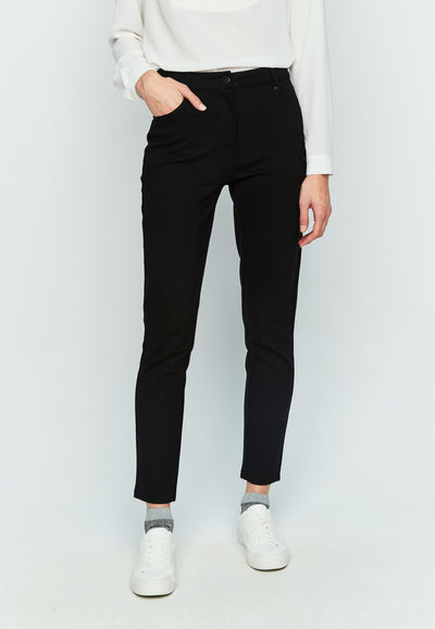 Black Full Length Elasticated Trousers with Front & Back Pockets