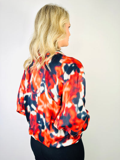 Navy and Red Top with V-Neck