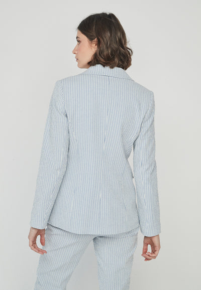 2 Piece Blue & White Pinstripe Trouser Suit