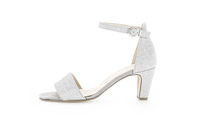 Block Heel Silver Glitter Shoe