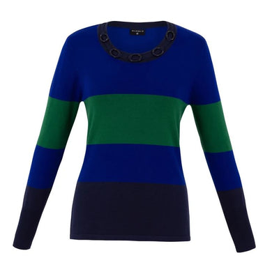 Blue, Green & Navy Block Colour Sweater