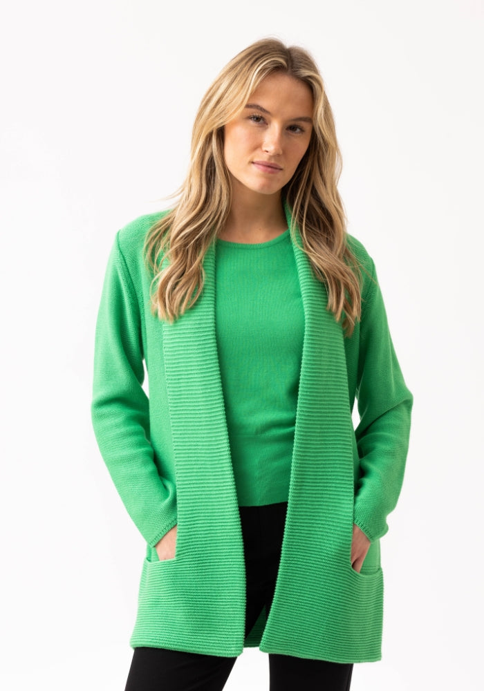 Relaxed-Fit Green Cardigan