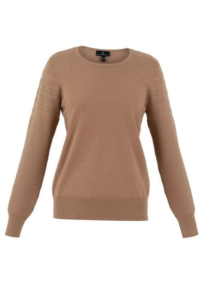 Beige Jumper With Ribbed Sleeves