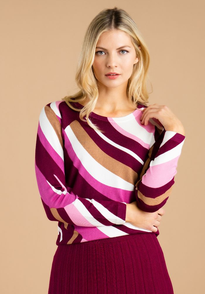 Wine Pink Brown & Vanilla Swirl Sweater