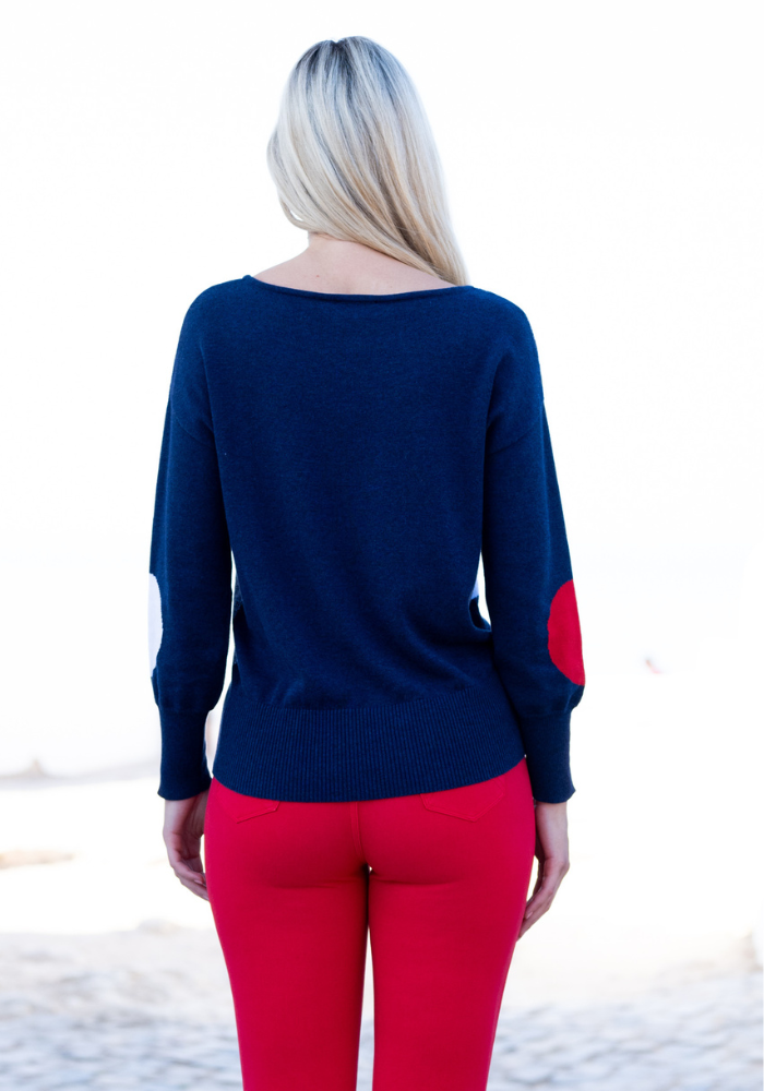 Navy Jumper With Circle Design