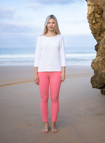 White Knit Jumper With Plain Sleeves