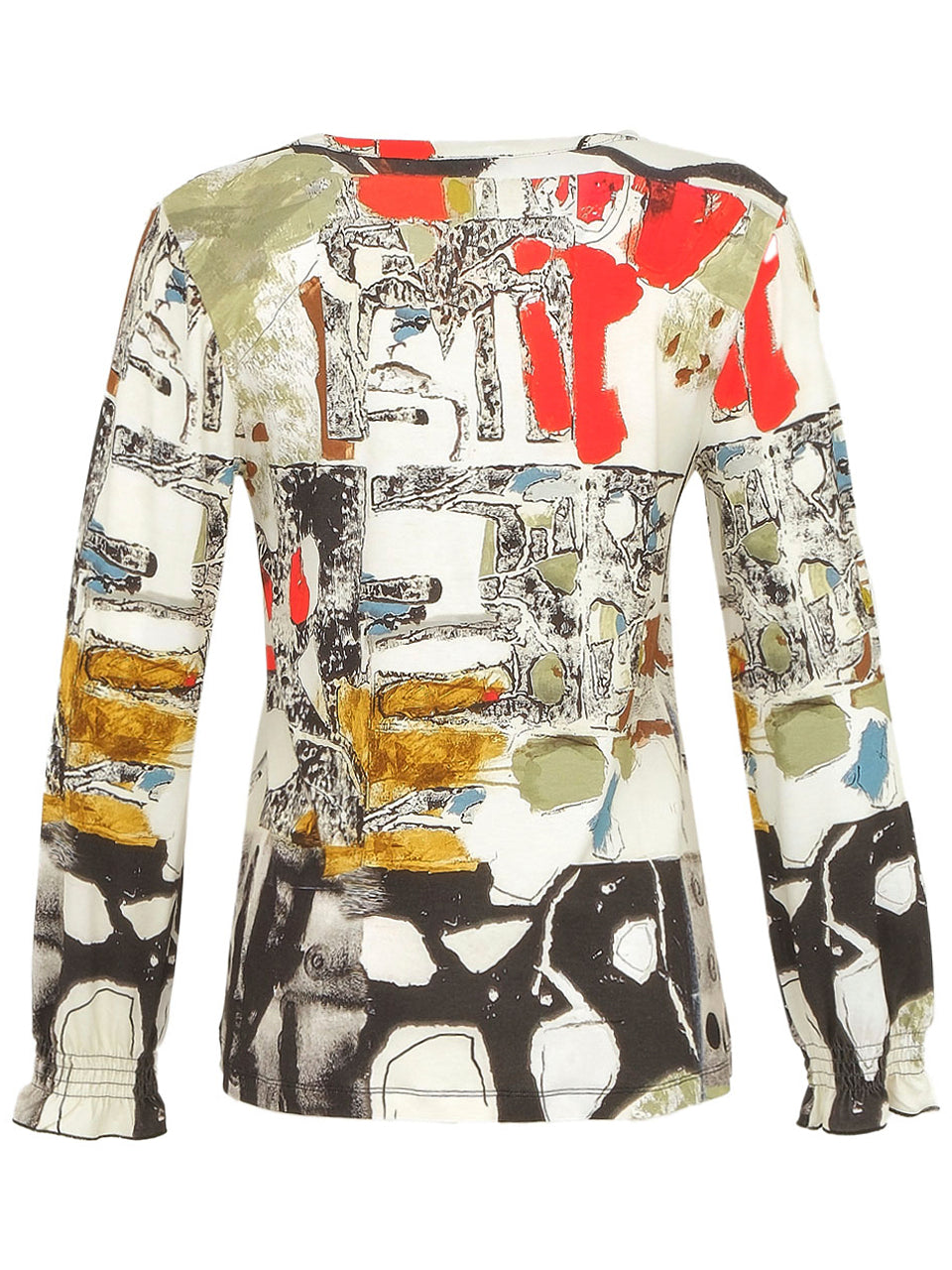 Vigo Long Sleeve V-Neck Top With Shoulder Ruching