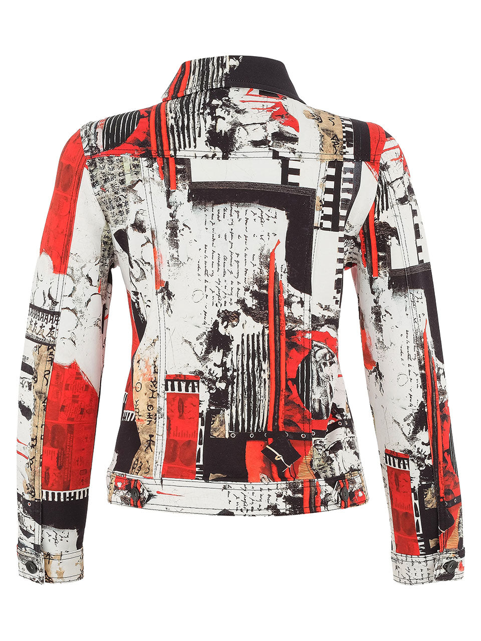 Red and Black Artistic Print Button Up Jacket