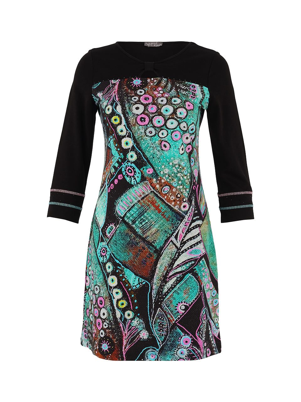 Peacock Pullover 3/4 Sleeve Fitted Dress