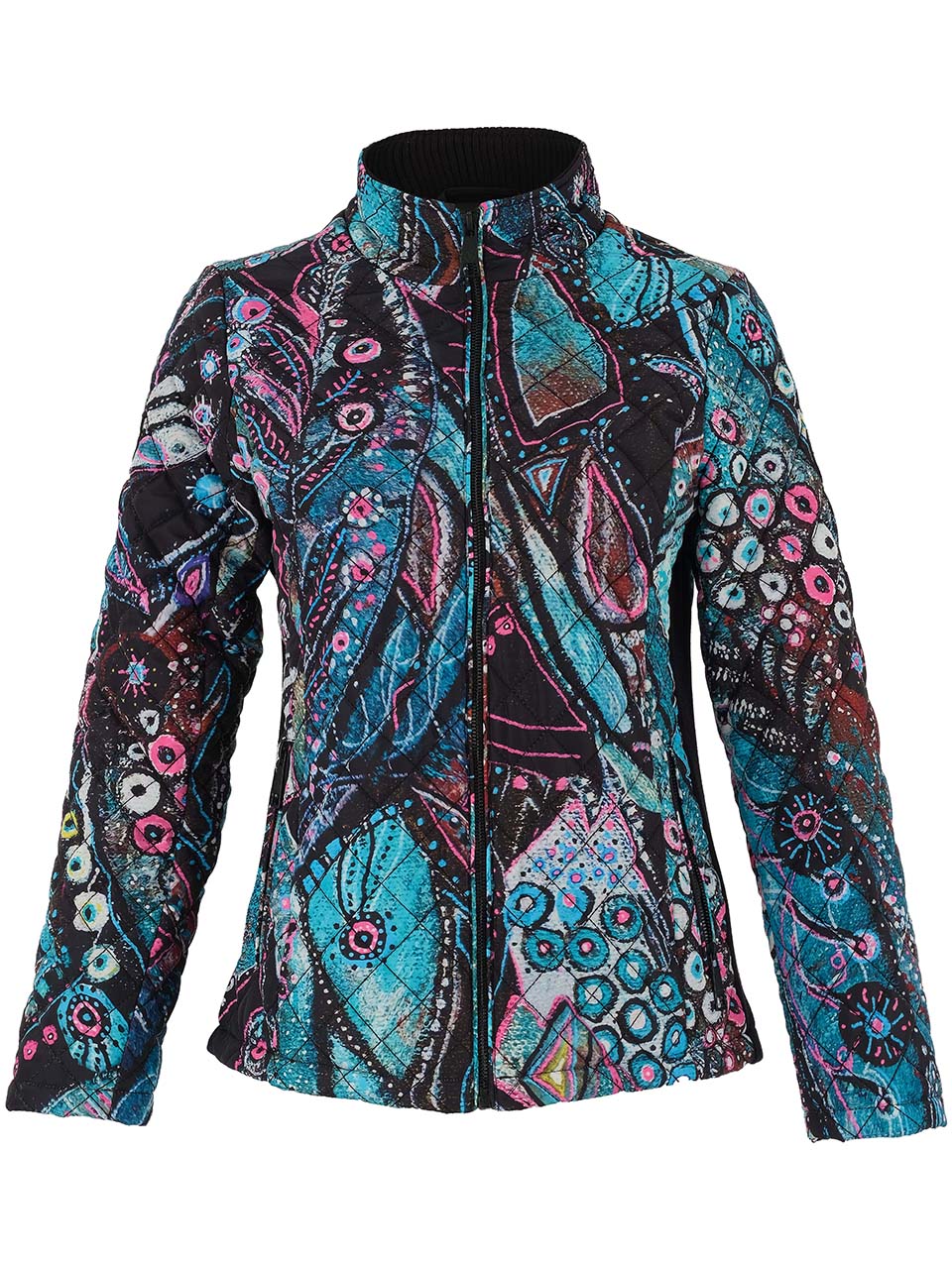 Peacock Puffer Jacket with Pockets