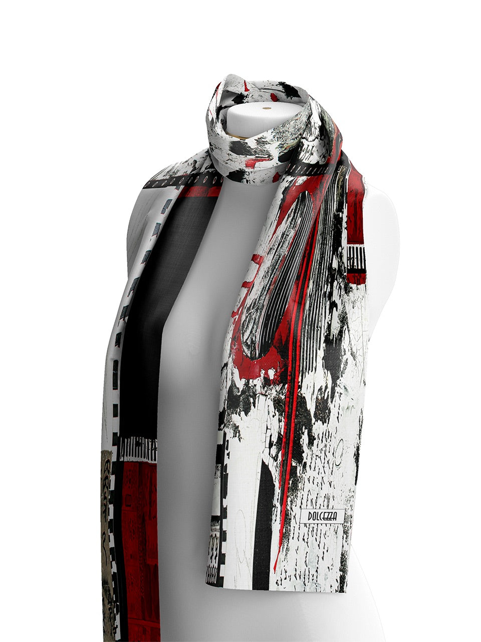 Red and Black Artistic Print Scarf