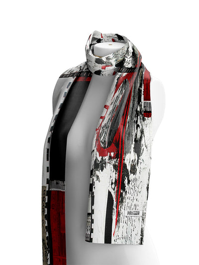 Red and Black Artistic Print Scarf