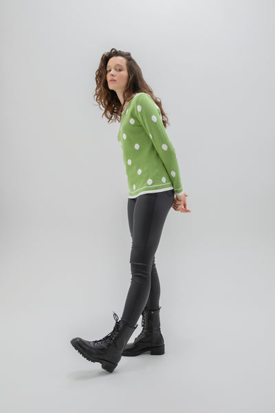Green Jumper With Spot Detail
