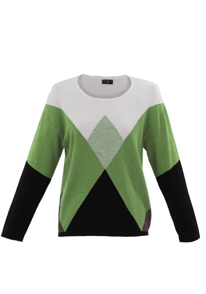 Green/Brown/Black/White Knit Jumper