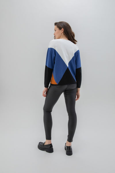 Blue/Brown/White/Black Knit Jumper
