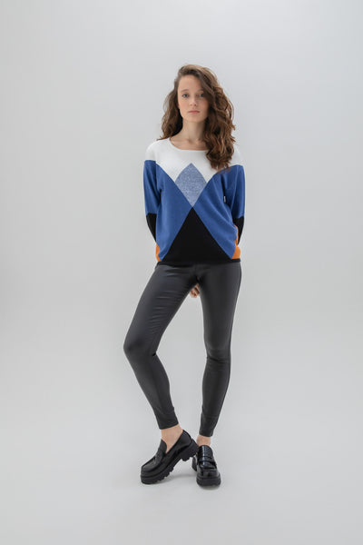 Blue/Brown/White/Black Knit Jumper
