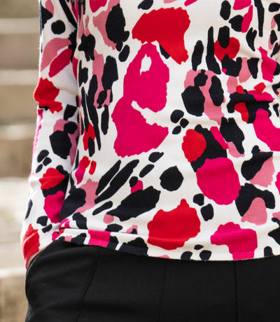 Pink, Red and Black Round Neck Jumper