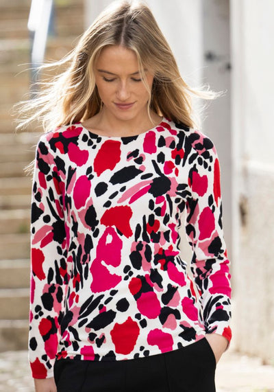 Pink, Red and Black Round Neck Jumper