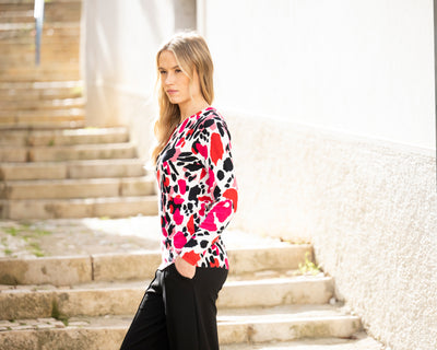 Pink, Red and Black Round Neck Jumper
