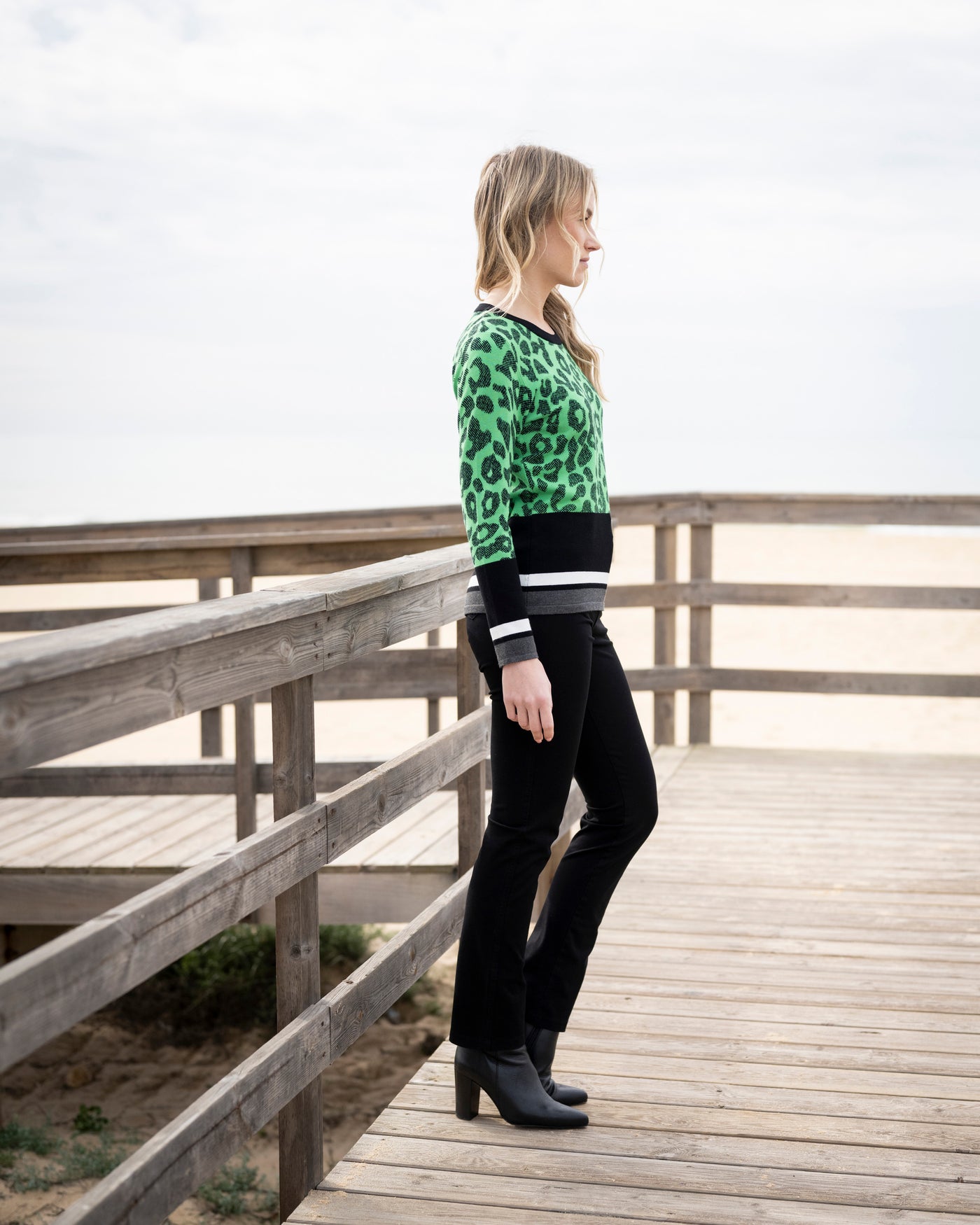 Green Leopard Design Jumper