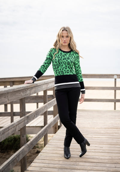 Green Leopard Design Jumper