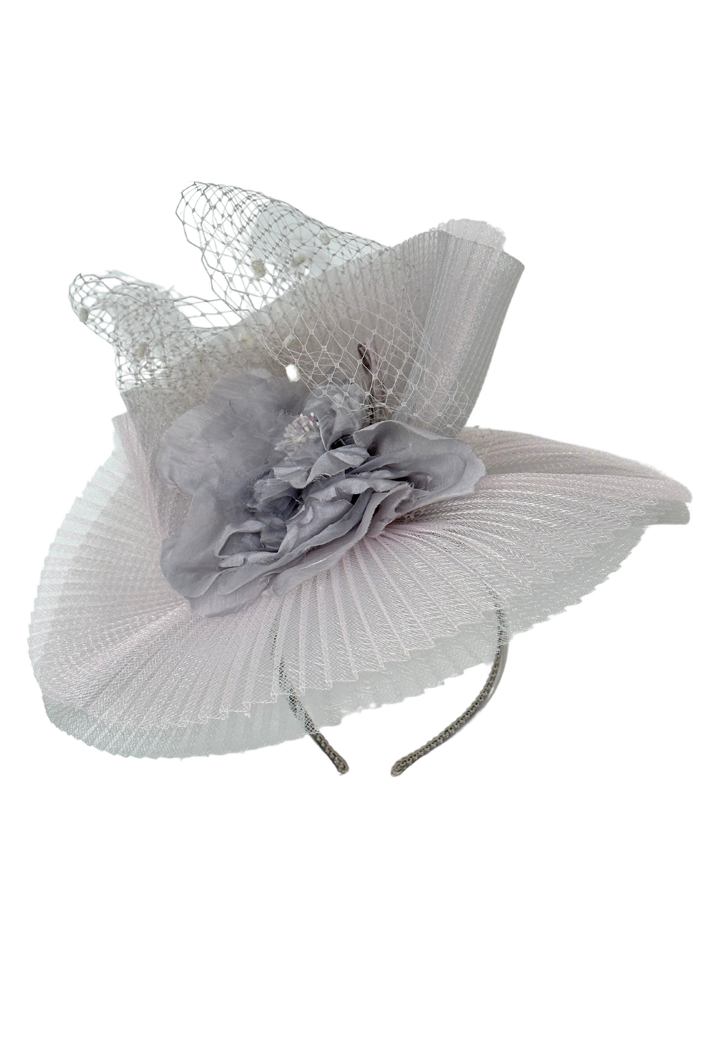 Silver Grey Fascinaror With Mesh & Floral Detail