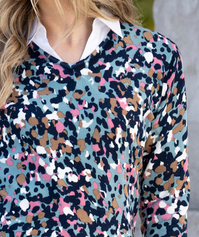 Navy and Teal Spotted Jumper