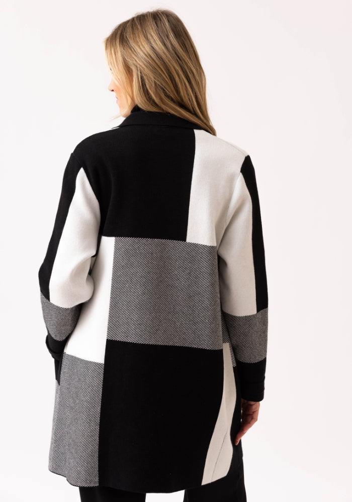 Black/White/Grey Long Button Up Caridgan