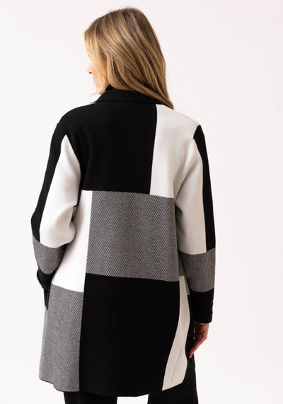 Black/White/Grey Long Button Up Caridgan