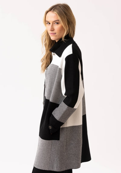 Black/White/Grey Long Button Up Caridgan