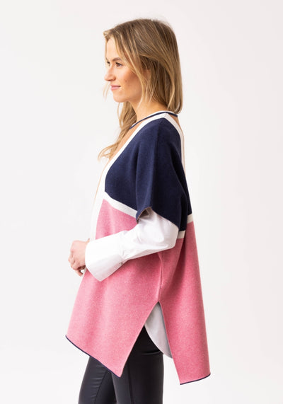 Brown/Salmon Block Pattern Cape
