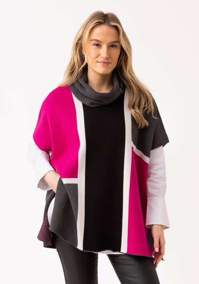 Multicoloured Block Pattern Cape