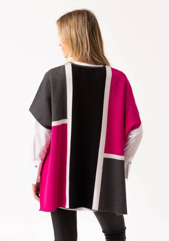 Multicoloured Block Pattern Cape