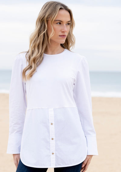 Faux Blouse Effect Round Neck Top