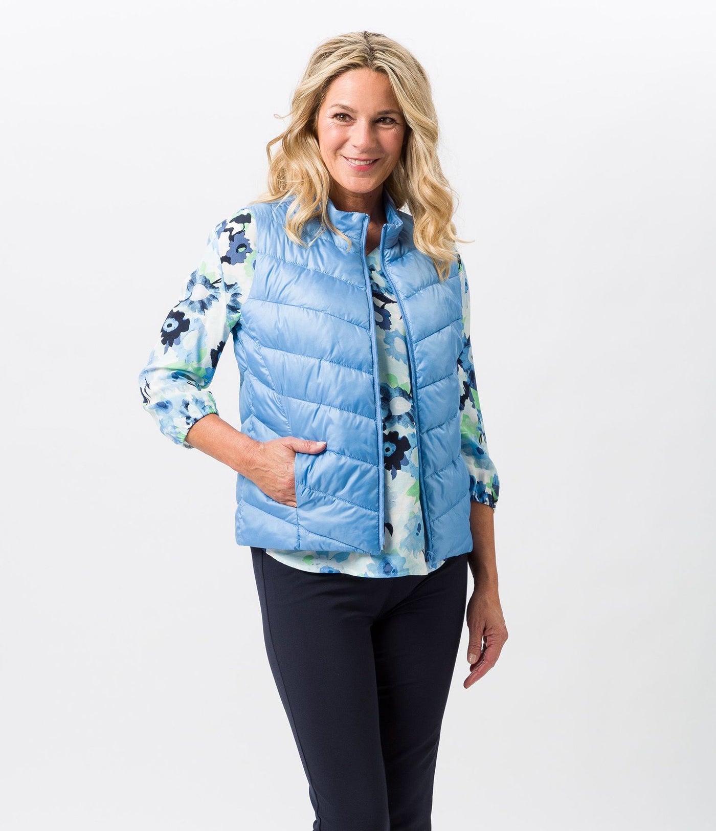 Light Blue Padded Gilet with Zip