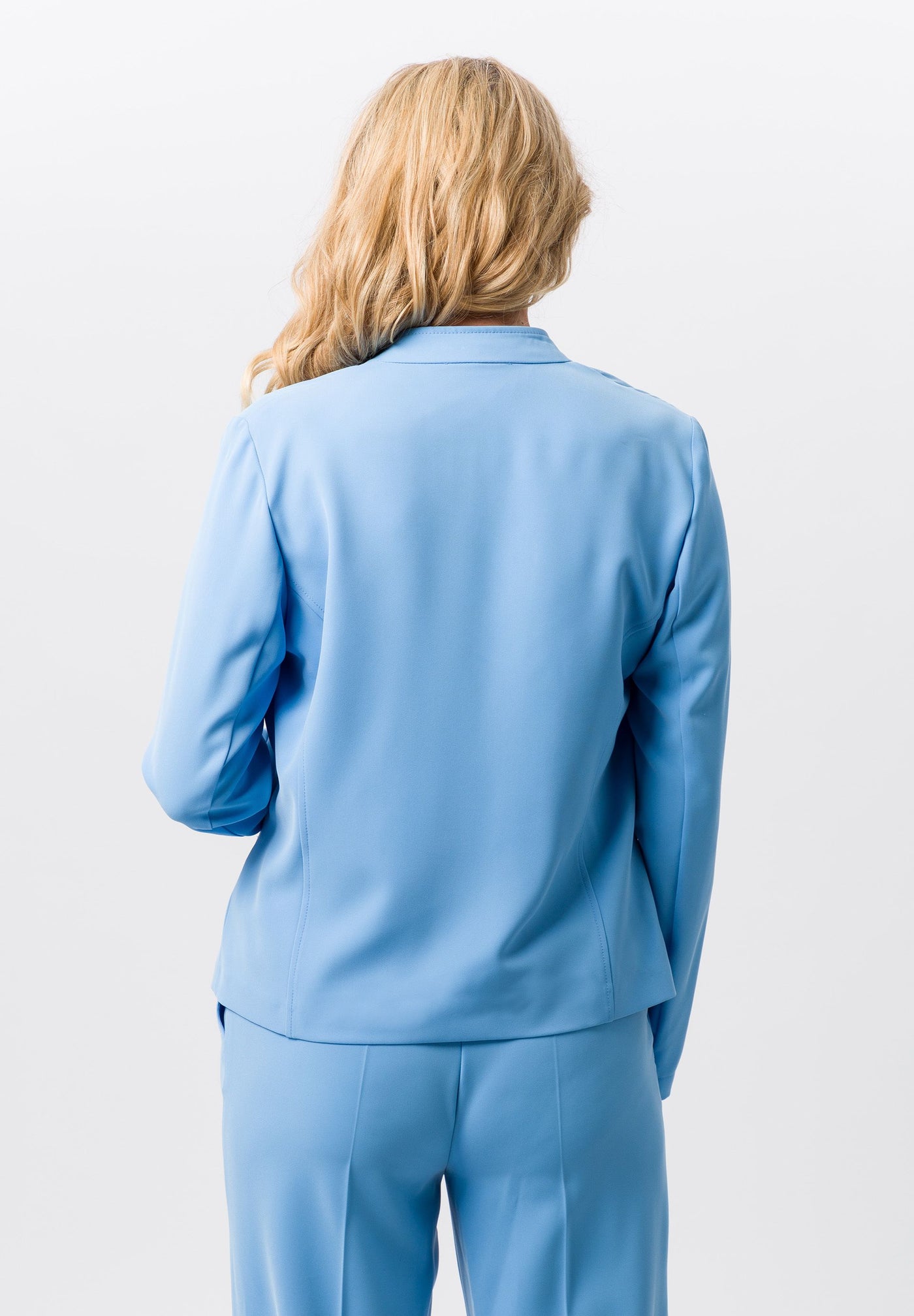 Light Blue Jacket with Cut-Out Collar & Front Pockets