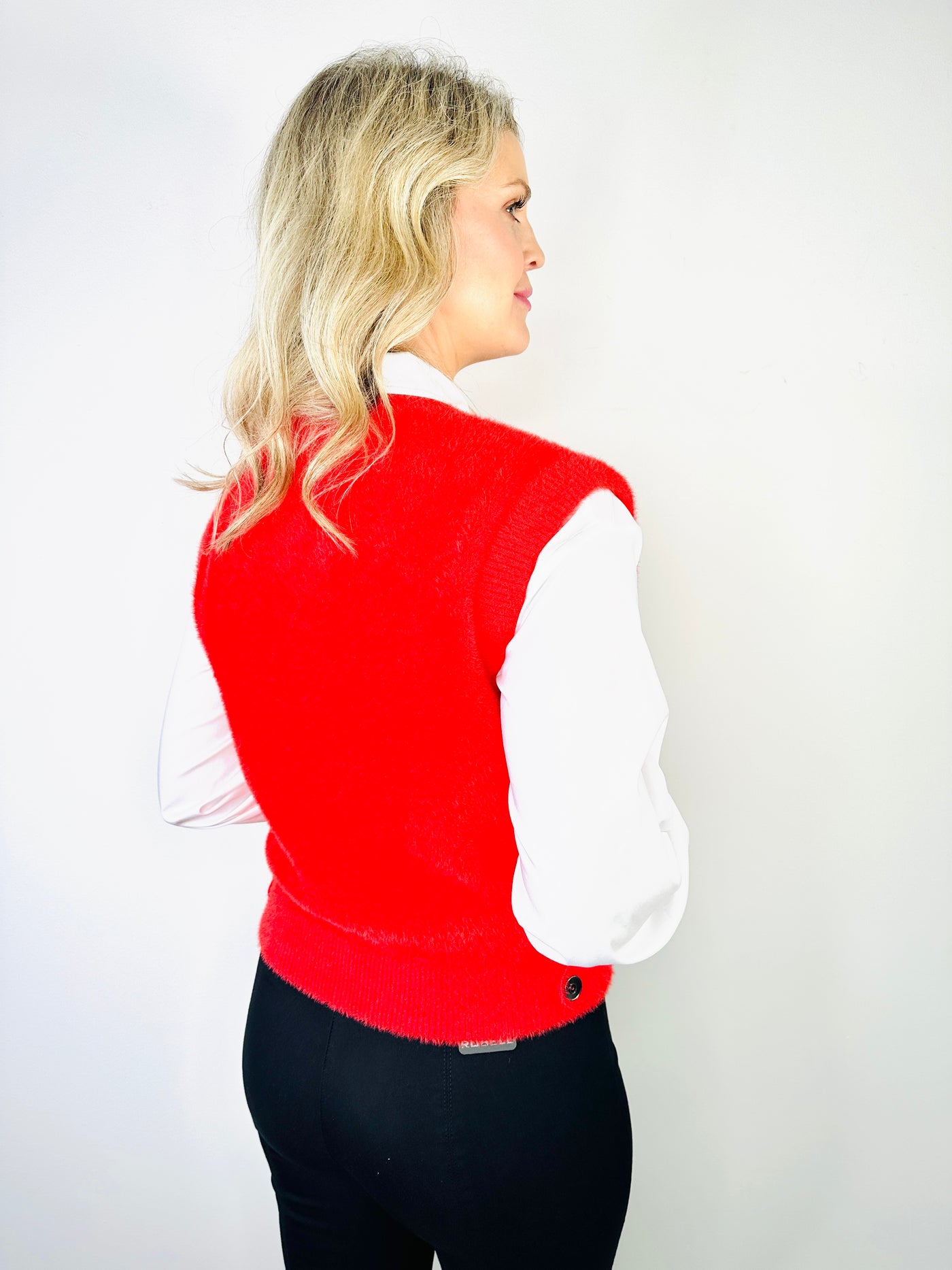 Red Zip Up Knitted Vest