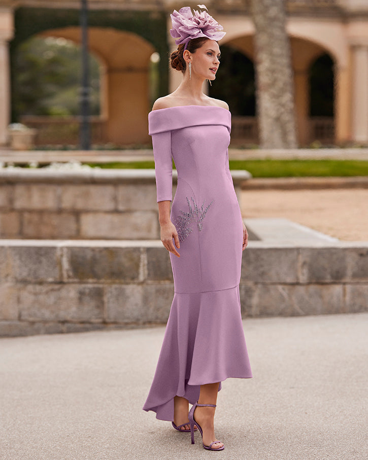 Lilac Long Length Dress With Sequin Detail – La Creme Boutique