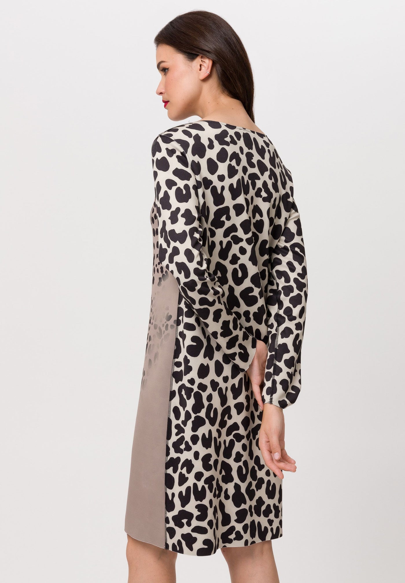 Brown, Red & Black Leopard Print Reversible Dress