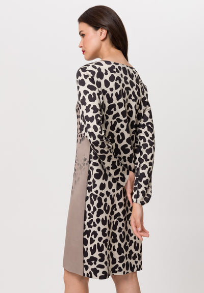 Brown, Red & Black Leopard Print Reversible Dress